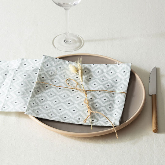 Atmosphera Etnik Kitchen Towel Made of 100% Cotton in White Colour 40x40cm 4 Pieces