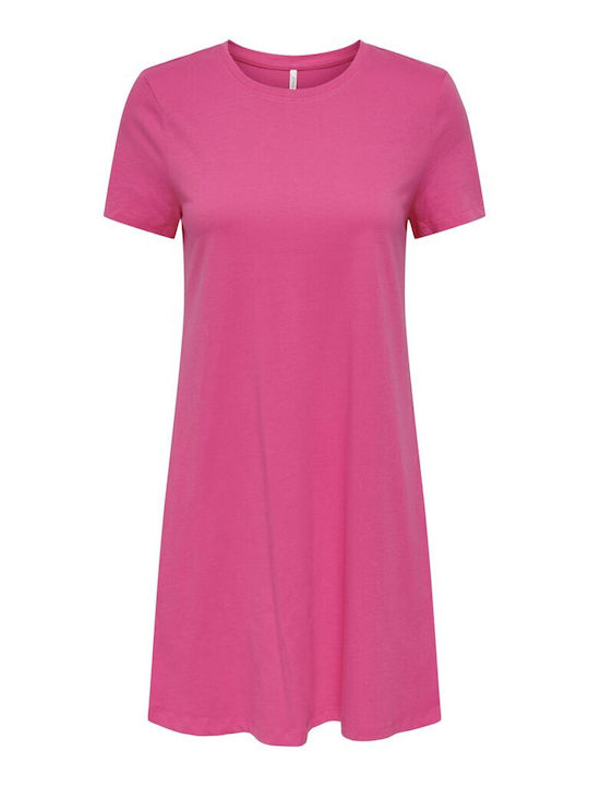Only Καλοκαιρινό Mini T-shirt Φόρεμα Shocking Pink