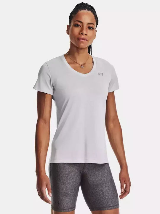 Under Armour Damen Sport T-Shirt Schnell trocknend mit V-Ausschnitt Gray