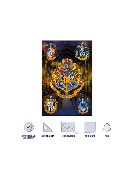 Grupo Erik Афиш Harry Potter: Hogwarts Shields 61x91.5см