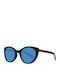 Zegna Women's Sunglasses with Black Plastic Frame and Blue Lens ZC0009-F 01V
