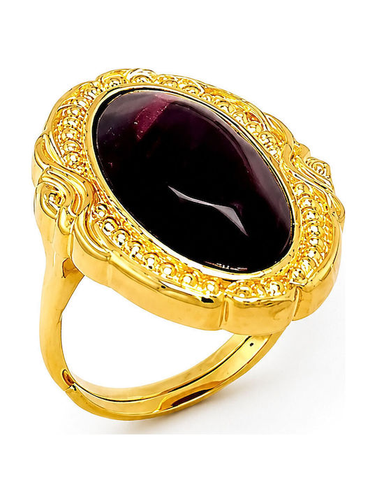 Rebecca Brame Ring with Stones made of Steel Gold Plated
