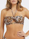 Guess Strapless Bikini Brown Animal Print