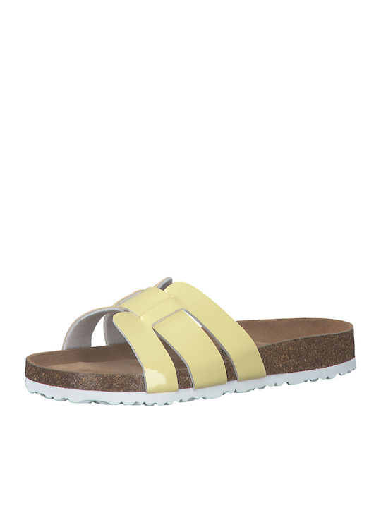 Leder Flache Sandalen für Damen in Gelb Farbe