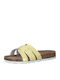 Leder Flache Sandalen für Damen in Gelb Farbe