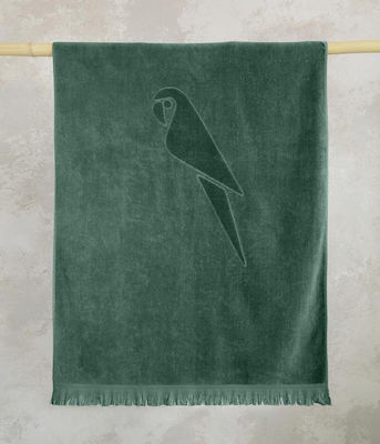 Nima Tropicana Beach Towel Cotton Green with Fringes 160x90cm.