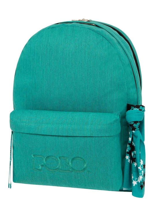 Polo Original Double Scarf School Bag Backpack Junior High-High School in Turquoise color 2023