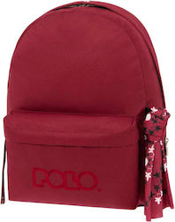 Polo Original Scarf School Bag Backpack Junior High-High School in Burgundy color 2023