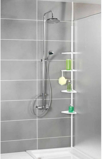 Wenko Compact Corner Floor Bathroom Shelf Plastic with 4 Shelves 26x19.5x27.5cm White