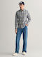 Long-sleeved Cotton Shirt Checked Khaki