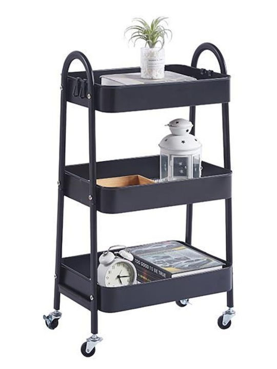 Next Metal Kitchen Trolley 3 Tiers Black 41x33x...