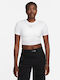 Nike Sportswear Essential Damen Sportliches Crop Top Kurzärmelig Weiß