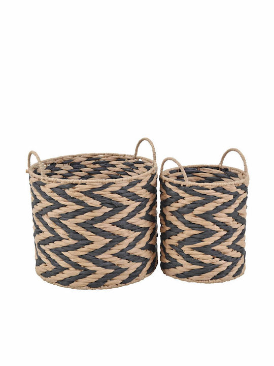 Ankor Set Decorative Baskets Wicker with Handles Black 2 Pieces