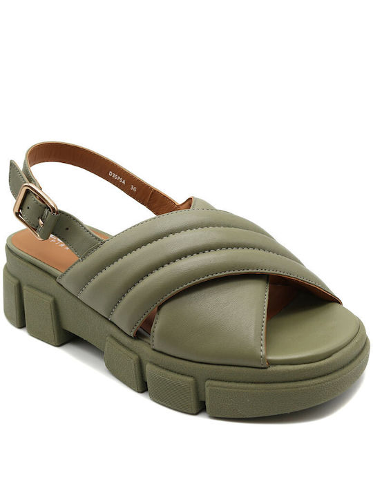 Geox Women's Flat Sandals In Green Colour
