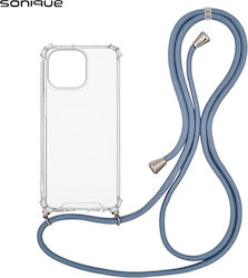 Sonique Armor Back Cover Σιλικόνης με Λουράκι Διάφανο / Μπλε Γκρι (iPhone 14 Pro Max)