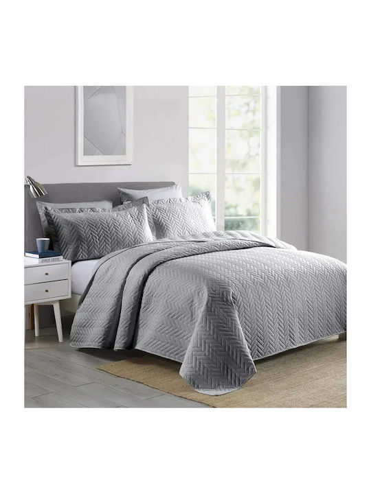 Kelepoyri Set Super Double Microfiber Coverlet Gray 220x240cm