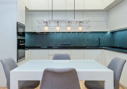 Globo Lighting Merril Висящо Осветително Тяло Сребрист Мрежа за 4 Крушки E27 90x20x150см.