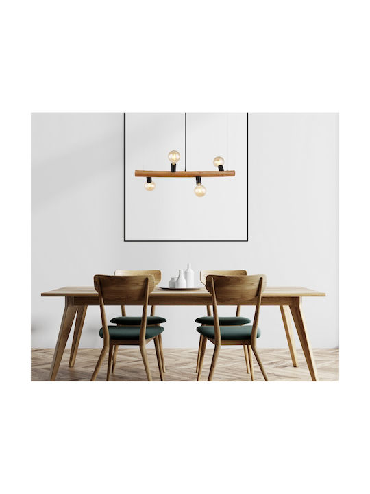 Globo Lighting Kira Pendant Light Brown Rail for 4 Bulbs E27 80x17x150cm
