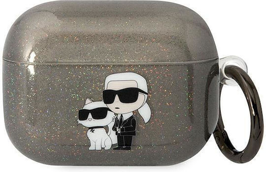 Karl Lagerfeld Karl & Choupette Θήκη Σιλικόνης με Γάντζο σε Μαύρο χρώμα για Apple AirPods Pro
