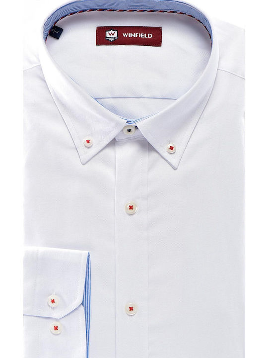 Button down πουκάμισο classic fit Winfield Λευκό ΒΑΜΒΑΚΙ BUTTON - DOWN ΜΟΝΟΧΡΩΜΟ CASUAL