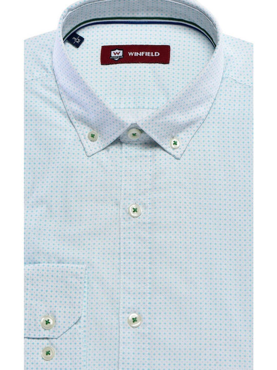 Button down πουκάμισο classic fit Winfield Θαλασσί ΒΑΜΒΑΚΙ BUTTON - DOWN ΜΟΝΟΧΡΩΜΟ ALL DAY