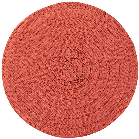 Round Wicker Placemat Braid Nat Red 38cm