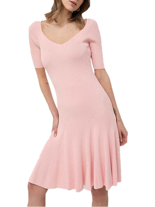 Guess Midi Dress with Ruffle Pink