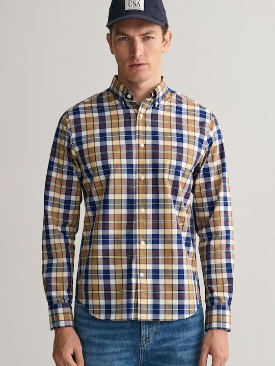 Gant Men's Checked Shirt with Long Sleeves Brown