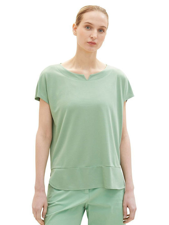 Tom Tailor Damen T-shirt mit V-Ausschnitt Grün