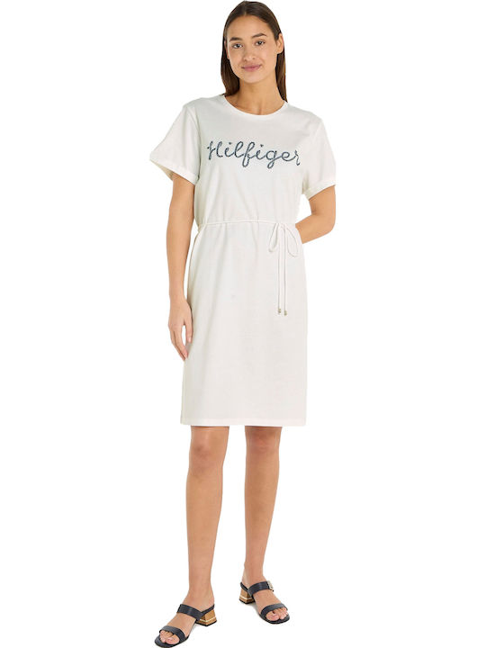 Καλοκαιρινό Mini T-shirt Φόρεμα Λευκό