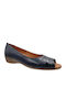 Leder Peeptoe Pumps Marineblau