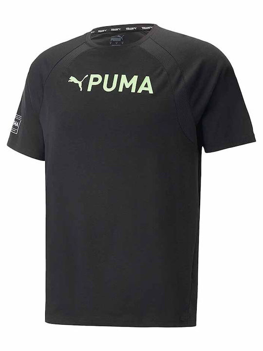 Puma Fit Ultrabreathe Triblend Tricou sportiv pentru bărbați cu mâneci scurte Black/Fizzy Lime