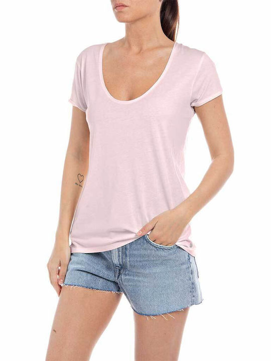 Replay Γυναικείο T-shirt Ροζ