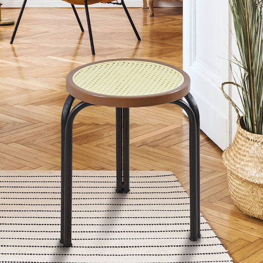 Hocker Für die Küche Korbweide Beige / Black 35x35x45cm