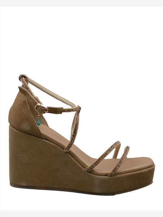 Women's Suede Platform Shoes Tabac Brown