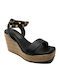 Women's Leather Ankle Strap Platforms Black