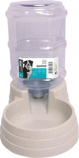 M-Pets Saone Automatic Plastic Bowl with Container Water for Dog & Cat 6lt 37cm in White Color