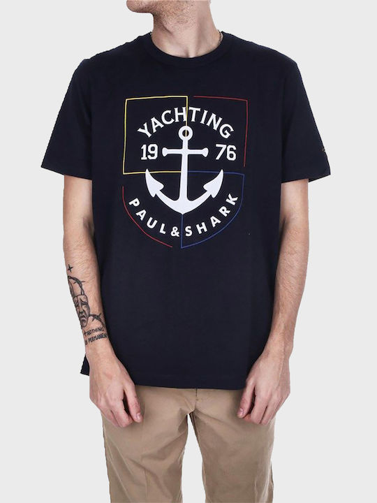 Paul & Shark Ανδρικό T-shirt Navy Μπλε με Στάμπα