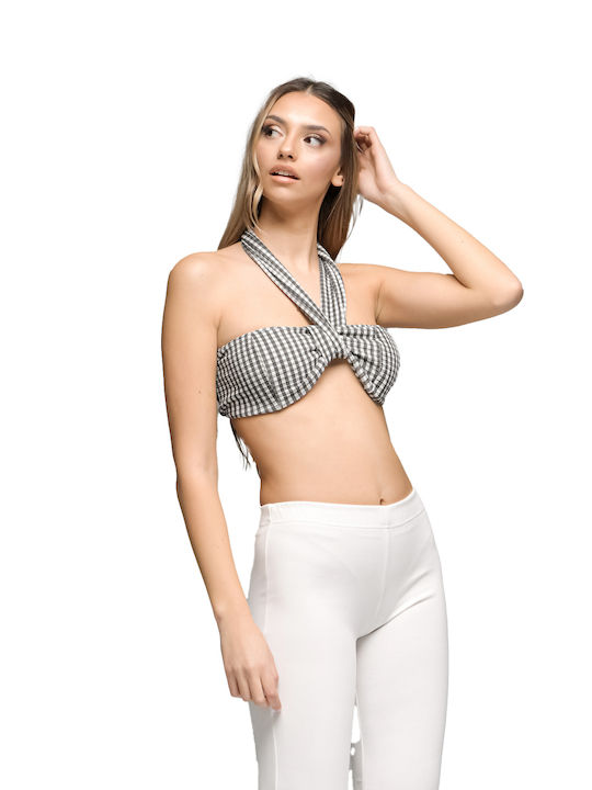 LikeMe Damen Sommer Crop Top Ärmellos mit Halsband Geprüft Gray