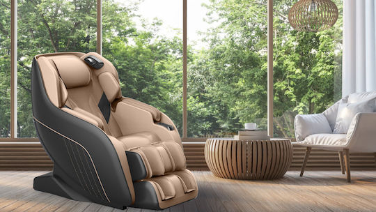 SL-A196-2 Fotoliu Relax Masaj cu Puf din Piele Ecologică Black / Beige 77x148x88cm