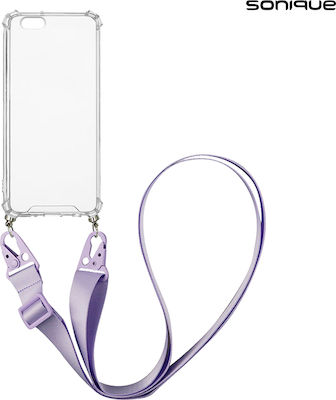 Sonique Strap Armor Silicone Back Cover with Strap Transparent / Lilac (iPhone 6/6s)