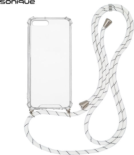 Sonique Sonique Armor Rückseite Umschlag aus Silikon mit Nackenriemen Transparent / Rainbow Weiß (iPhone 8/7 Plus)