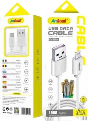 Andowl Q-SJ1A USB-A to Lightning Cable Λευκό 1m (Q-SJ1A)