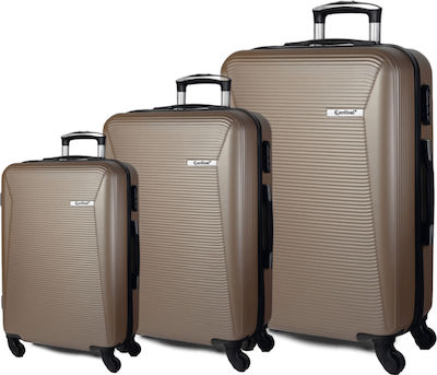 Cardinal Reisekoffer Hartschale Gold Maximale Höhe 70cm mit 4 Räder Set 3Stück