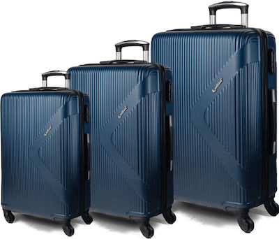 Cardinal 2010 Travel Suitcases Hard Navy Blue Maximum Height 70cm with 4 Wheels Set of 3pcs 2010-1