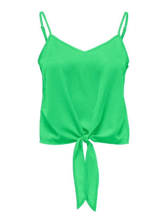 Only Women's Summer Blouse with Straps & V Neck Light Green