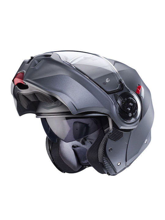 Caberg Duke Evo Matt Gun Metal Motorcycle Helmet Flip-Up ECE 22.06 1600g with Pinlock and Sun Visor