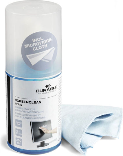 Durable Screenclean Spray Bildschirmreiniger und Tuch 200ml 2Stücke