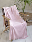 Nima Honolua Beige Cotton Beach Towel with Fringes 160x90cm