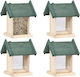 vidaXL Feeder Birds from Fir Wood 4pcs 47233